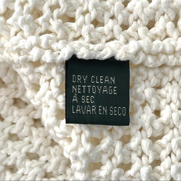 Lauren by Ralph Lauren White Hand Knit Mercerized Cotton Cardigan Size M - Picture 9 of 11